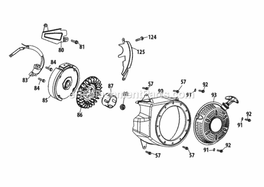 170-Au_Flywheel_And_Blower_Housing Diagram and Parts List for 21B-39M8704 2013 MTD Tiller