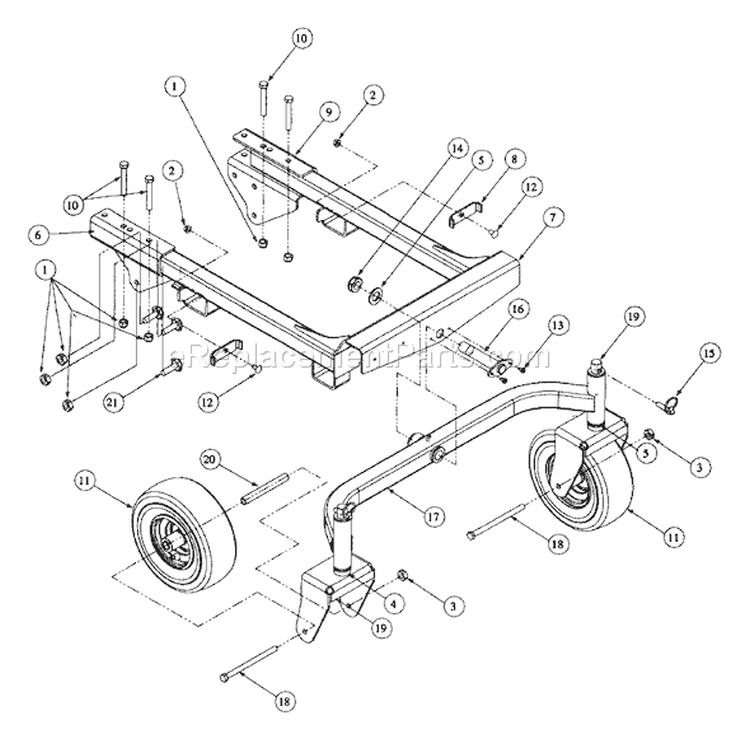 Page D Diagram and Parts List for 2260F 55AF3B7J195 MTD Lawn Mower