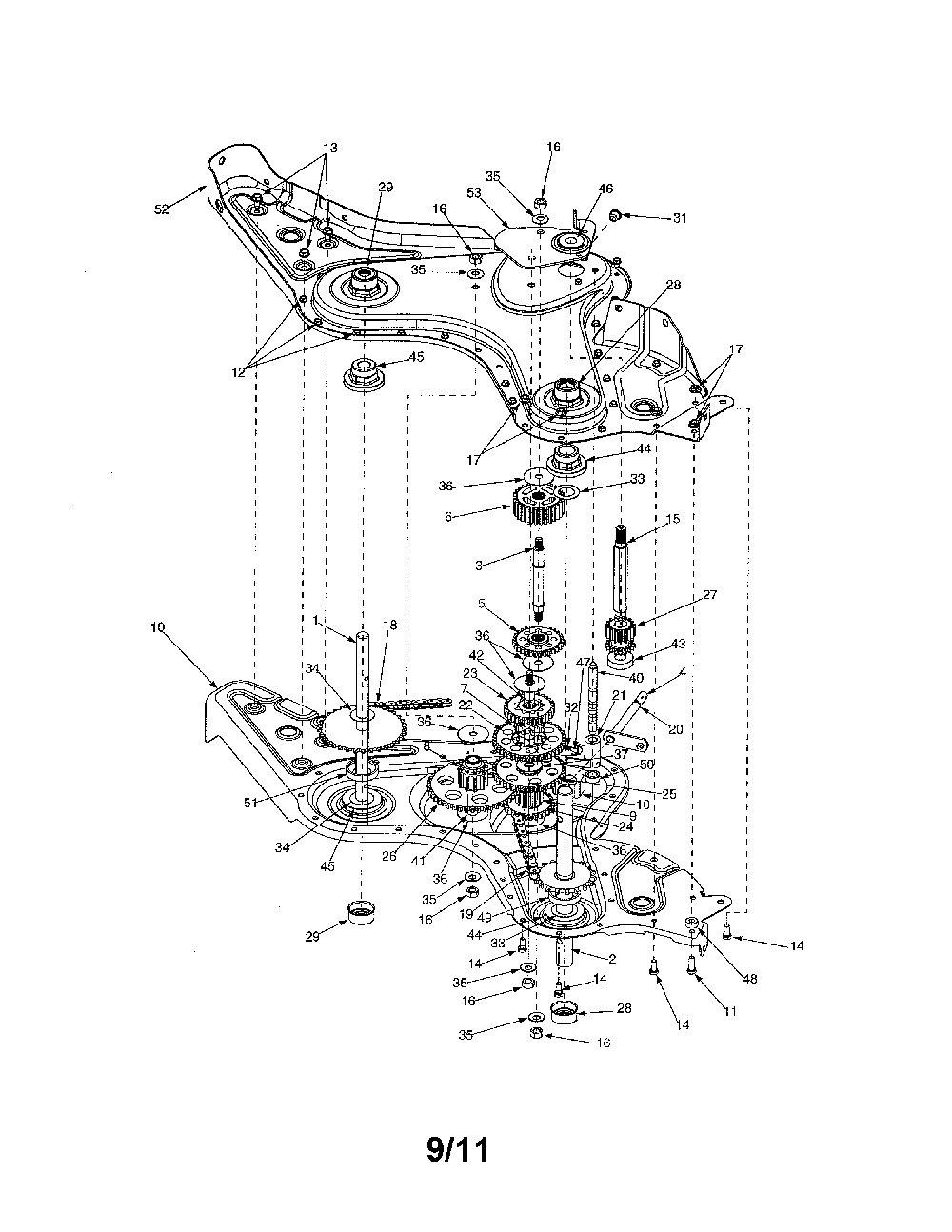 Gear case Diagram and Parts List for 21AB455C730  MTD Tiller