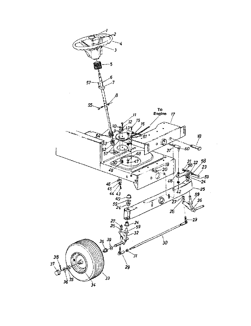 Steering assembly Diagram and Parts List for 33931A  MTD Lawn Tractor