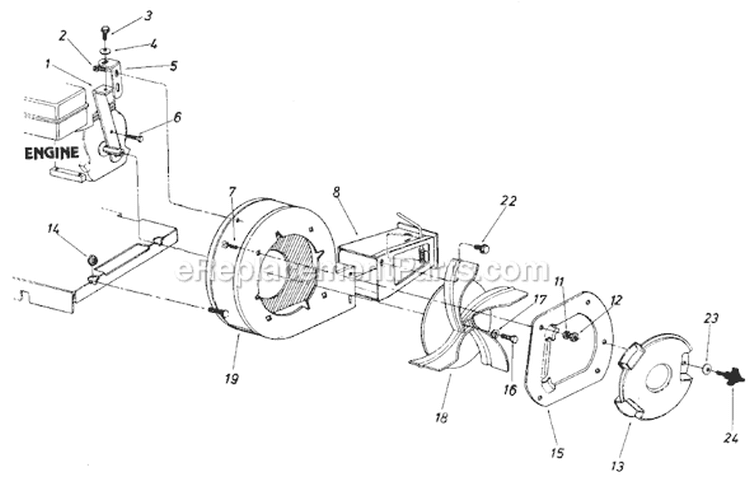 Page B Diagram and Parts List for 240-692-135 1990 MTD Leaf Blower / Vacuum