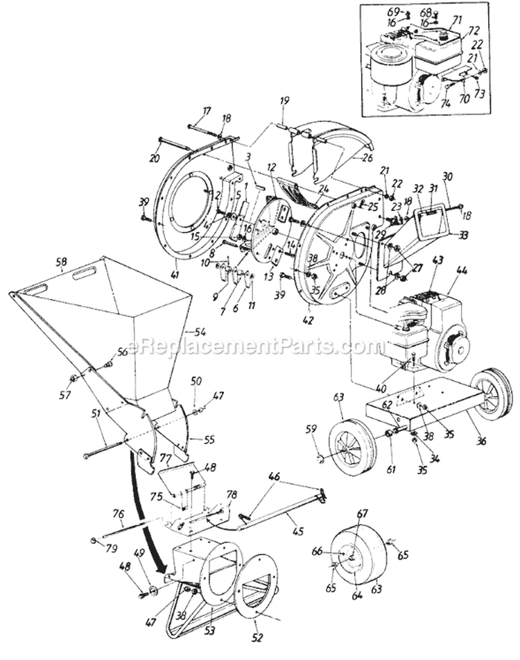 Page A Diagram and Parts List for 240640 1990 MTD Chipper Shredder
