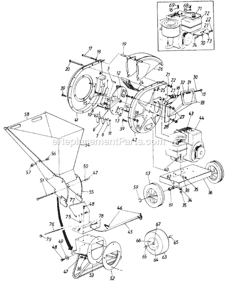 Page A Diagram and Parts List for 240648 1990 MTD Chipper Shredder