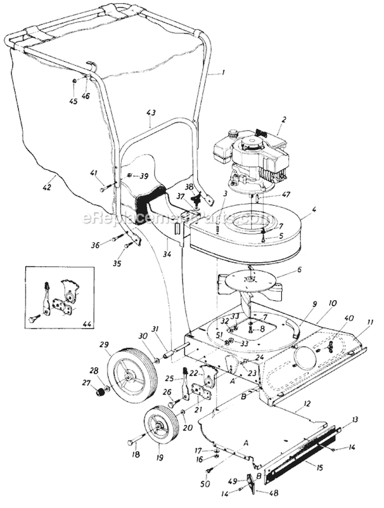 Page A Diagram and Parts List for 240665 1990 MTD Chipper Shredder