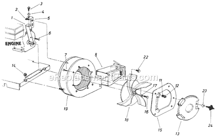 Page B Diagram and Parts List for 240695 1990 MTD Leaf Blower / Vacuum
