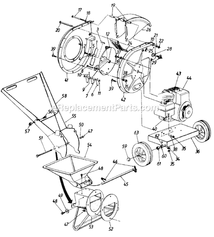 Page A Diagram and Parts List for 241-640-726 1991 MTD Chipper Shredder