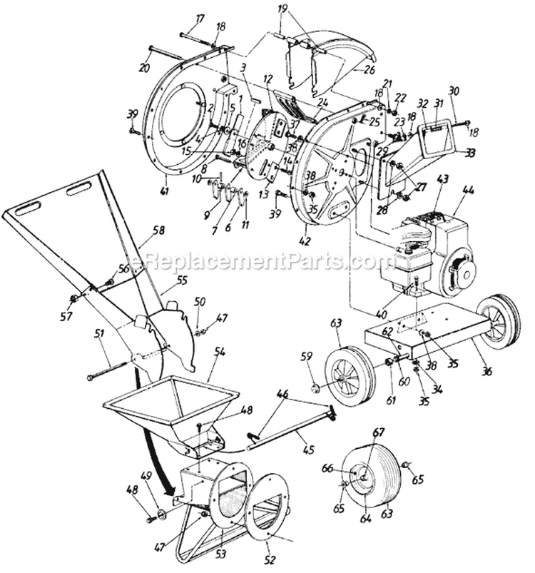 Page B Diagram and Parts List for 241-645-205 1991 MTD Chipper Shredder