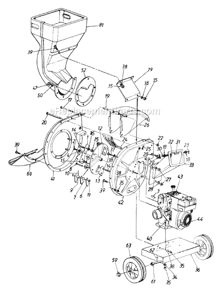 Page A Diagram and Parts List for 242-640-062 97353 -1992 MTD Chipper Shredder