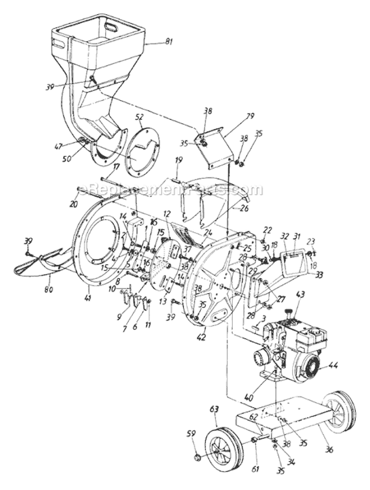 Page A Diagram and Parts List for 242-640-134 1992 MTD Chipper Shredder