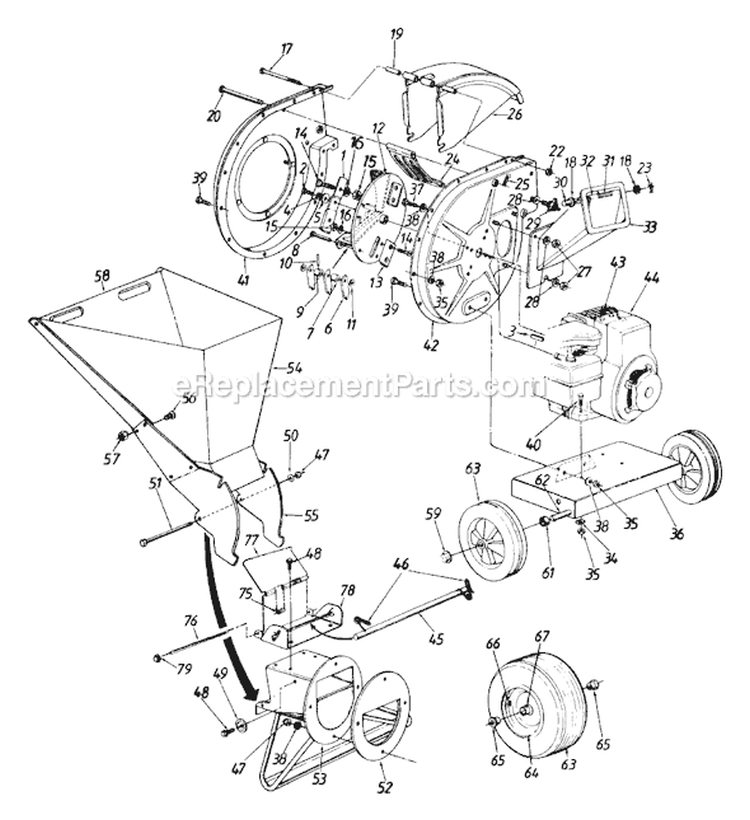 Page B Diagram and Parts List for 242-645-027 1992 MTD Chipper Shredder