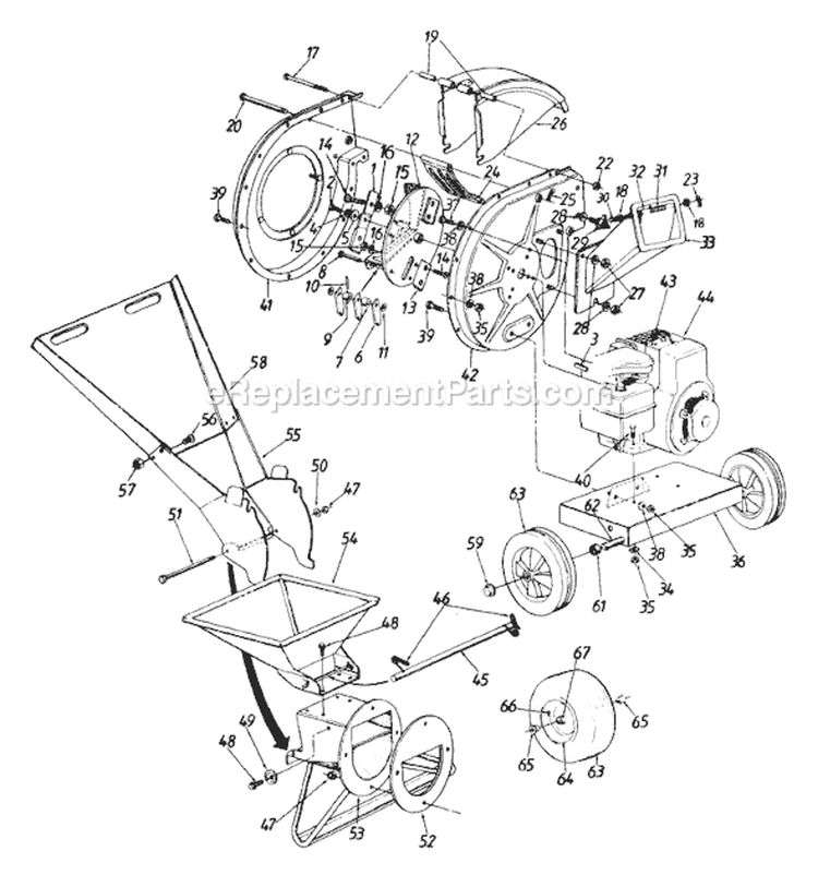 Page B Diagram and Parts List for 242-650-121 1992 MTD Chipper Shredder