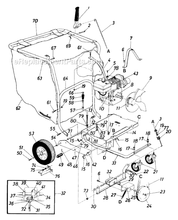Page B Diagram and Parts List for 242-689-000 1992 MTD Chipper Shredder