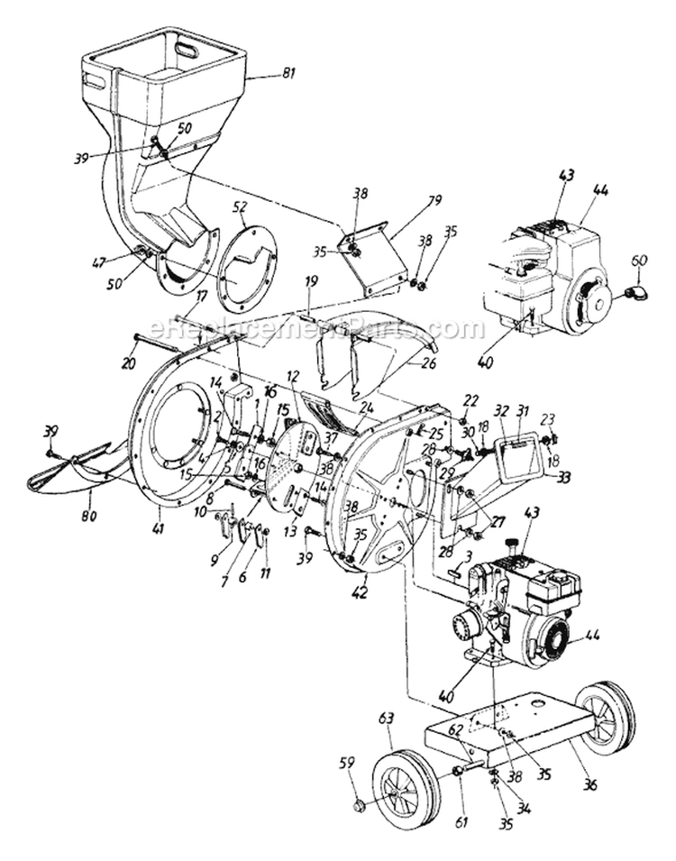 Page A Diagram and Parts List for 243-640A032 1993 MTD Chipper Shredder