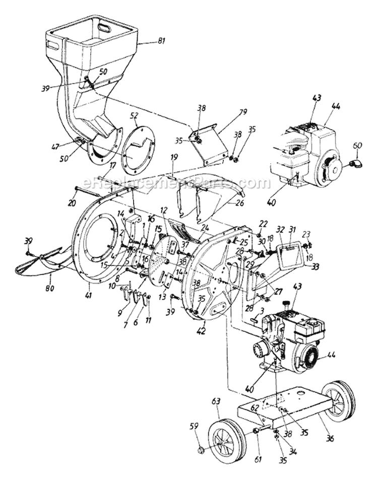 Page A Diagram and Parts List for 243-640A098 06-479901 -1993 MTD Chipper Shredder