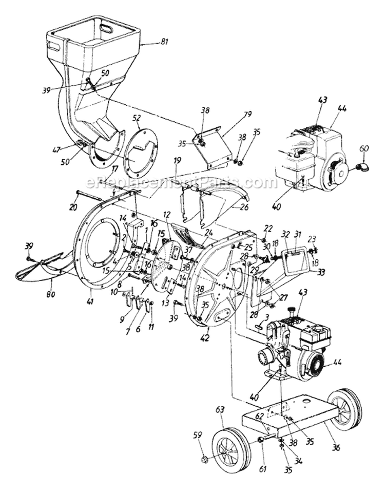 Page A Diagram and Parts List for 243-641A000 1993 MTD Chipper Shredder