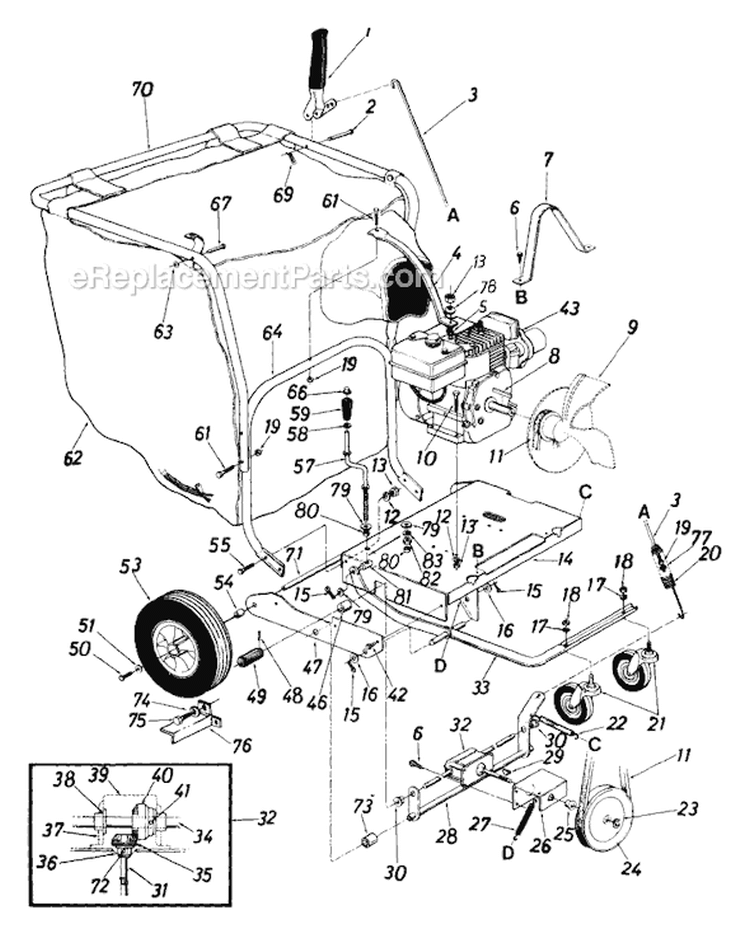 Page B Diagram and Parts List for 243-685-054 1993 MTD Chipper Shredder