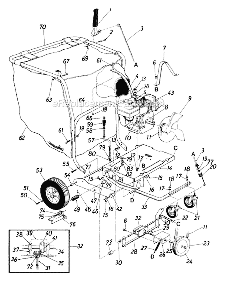 Page B Diagram and Parts List for 243-689-205 1993 MTD Chipper Shredder