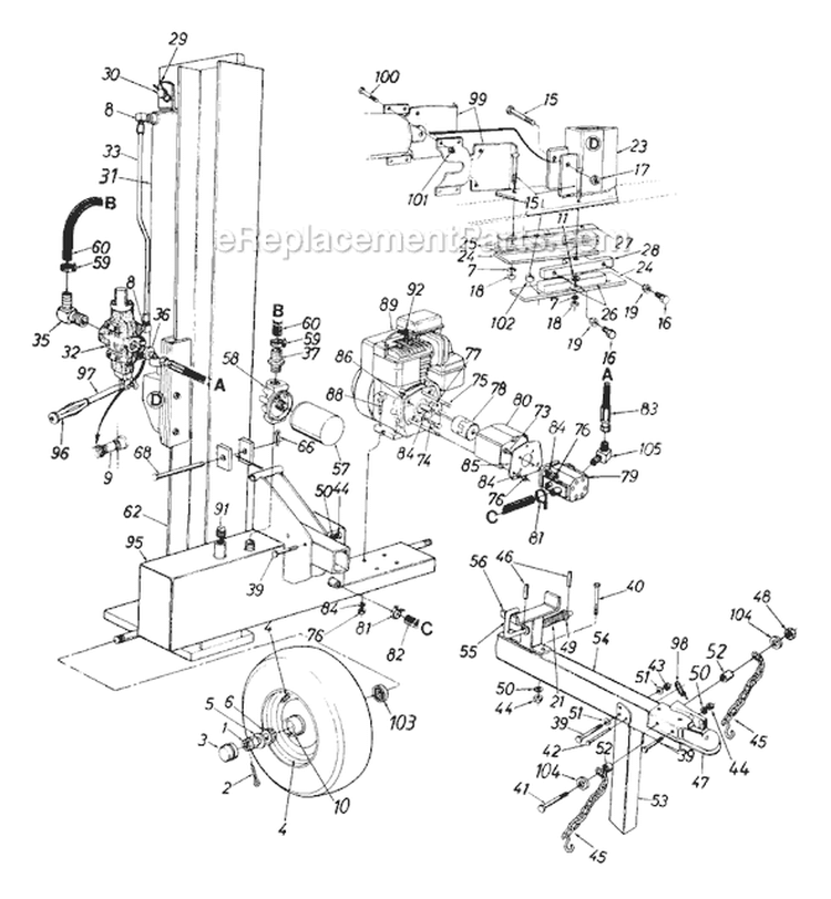 Page A Diagram and Parts List for 244-630-715 1994 MTD Log Splitter