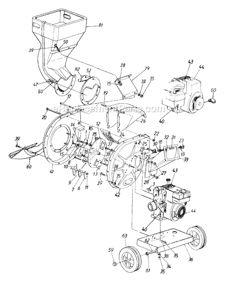 Page A Diagram and Parts List for 244-641A308 1994 MTD Chipper Shredder