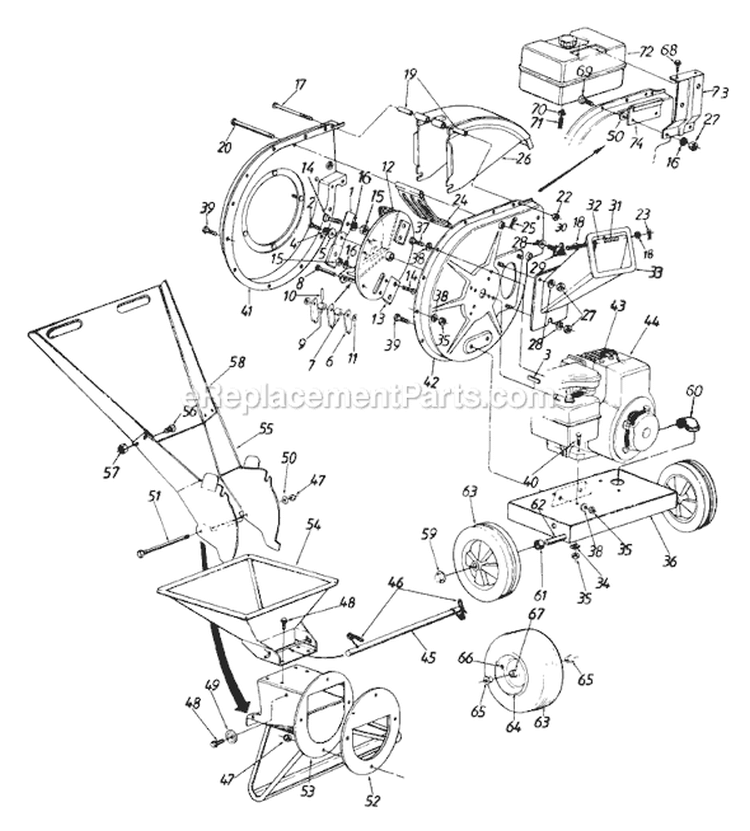 Page A Diagram and Parts List for 244-648C009 1994 MTD Chipper Shredder