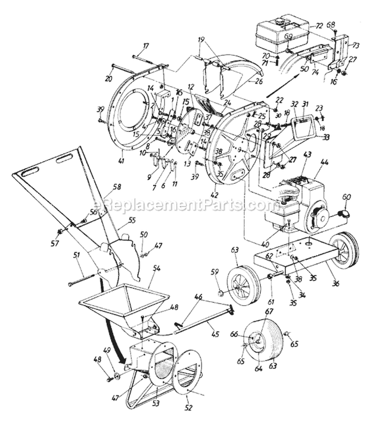 Page A Diagram and Parts List for 245-648B019 1995 MTD Chipper Shredder