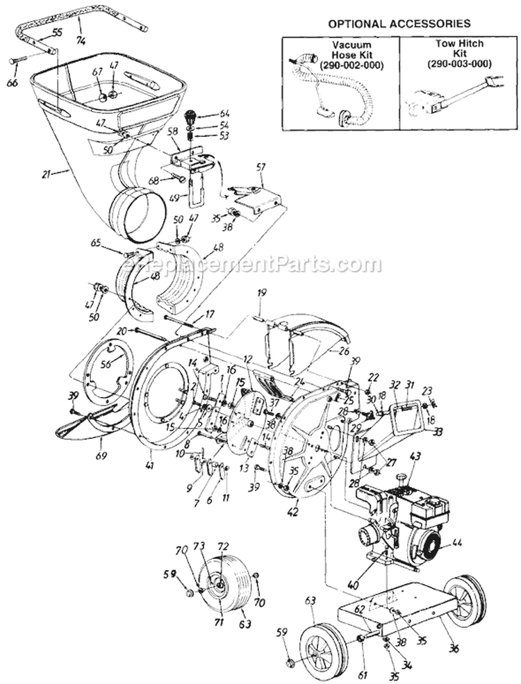 Page A Diagram and Parts List for 245-648D105 1995 MTD Chipper Shredder