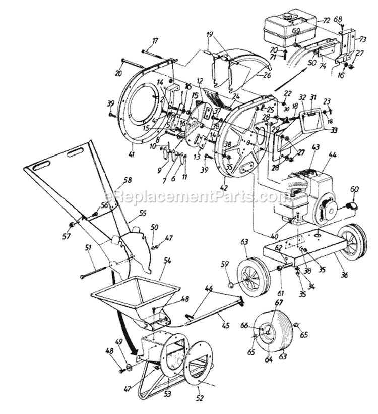 Page A Diagram and Parts List for 246-648B002 1996 MTD Chipper Shredder