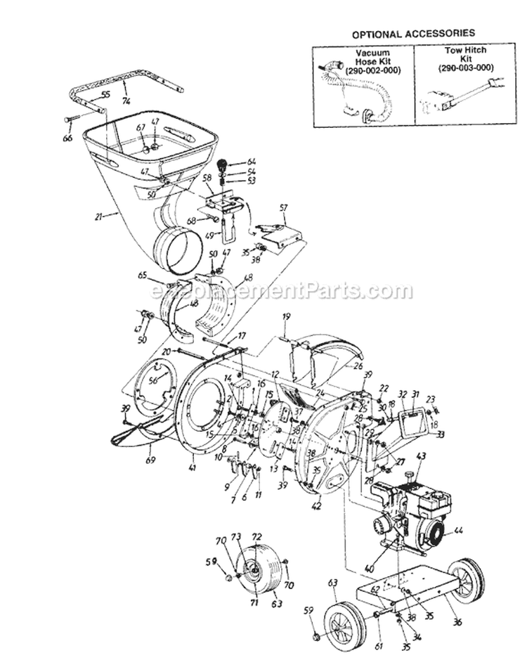 Page A Diagram and Parts List for 246-648D009 1996 MTD Chipper Shredder