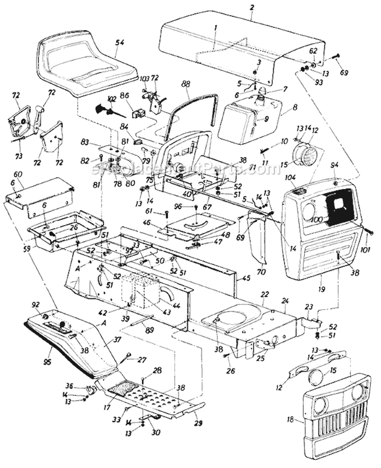 Page G Diagram and Parts List for 246-692-122 1986 MTD Lawn Tractor