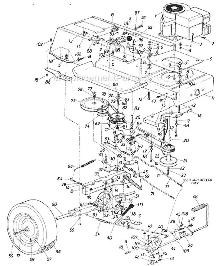 Page H Diagram and Parts List for 246-692-122 1986 MTD Lawn Tractor