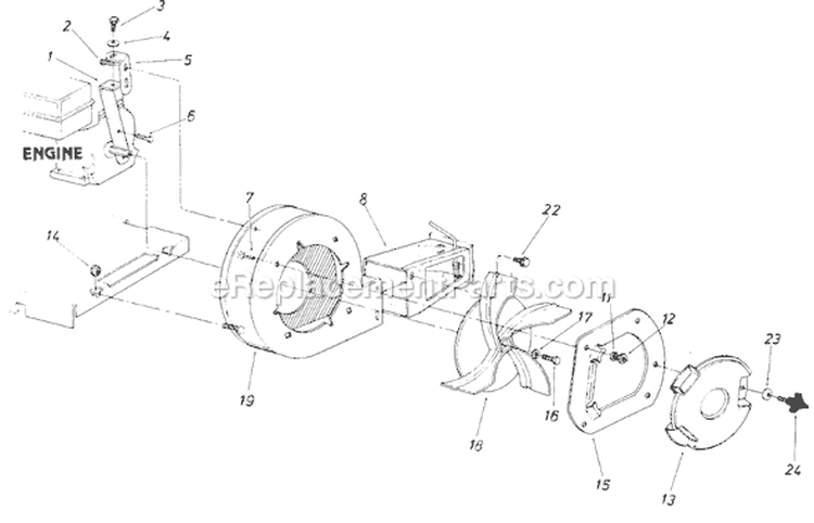 Page B Diagram and Parts List for 246-694-196 1986 MTD Leaf Blower / Vacuum