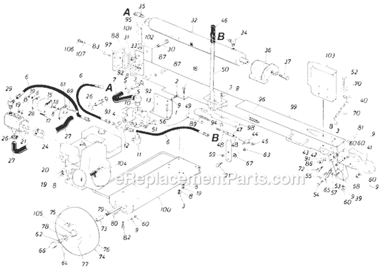 Page B Diagram and Parts List for 24642-8 1988 MTD Log Splitter