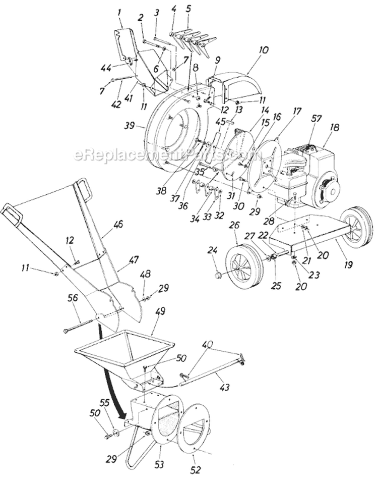 Page A Diagram and Parts List for 24650-7 1987 MTD Chipper Shredder