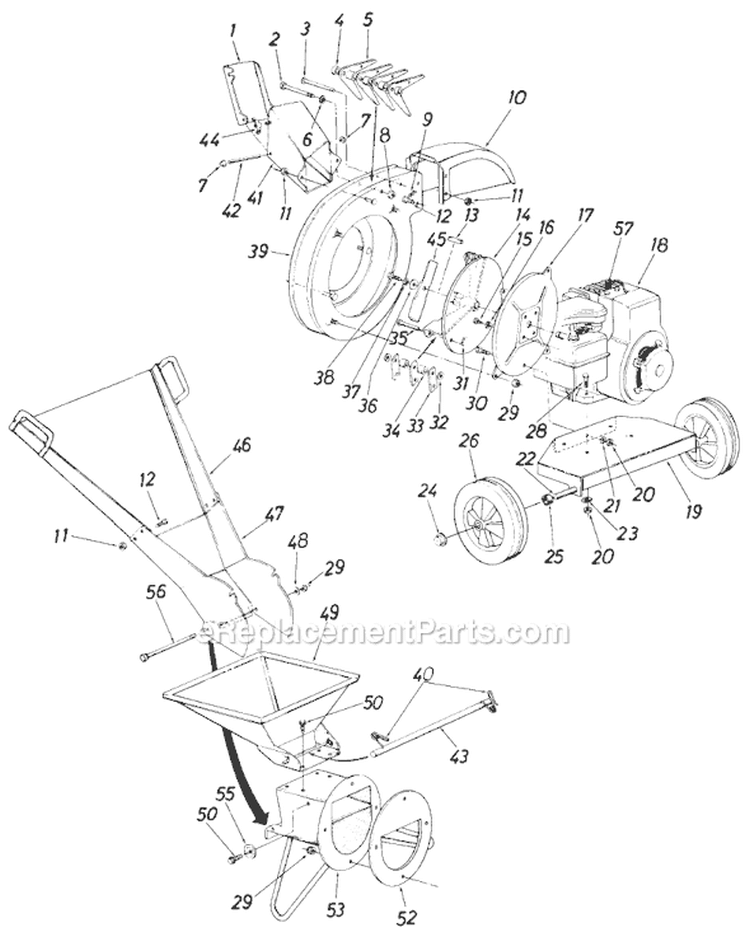 Page A Diagram and Parts List for 24650-8 1988 MTD Chipper Shredder