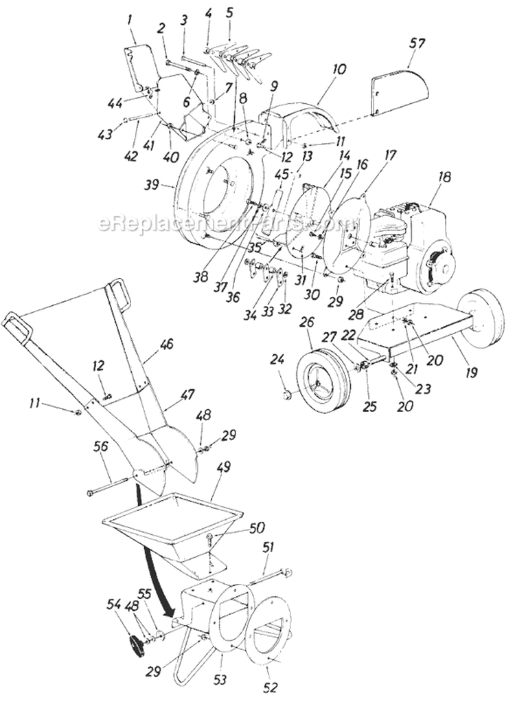 Page A Diagram and Parts List for 24650C 1986 MTD Chipper Shredder