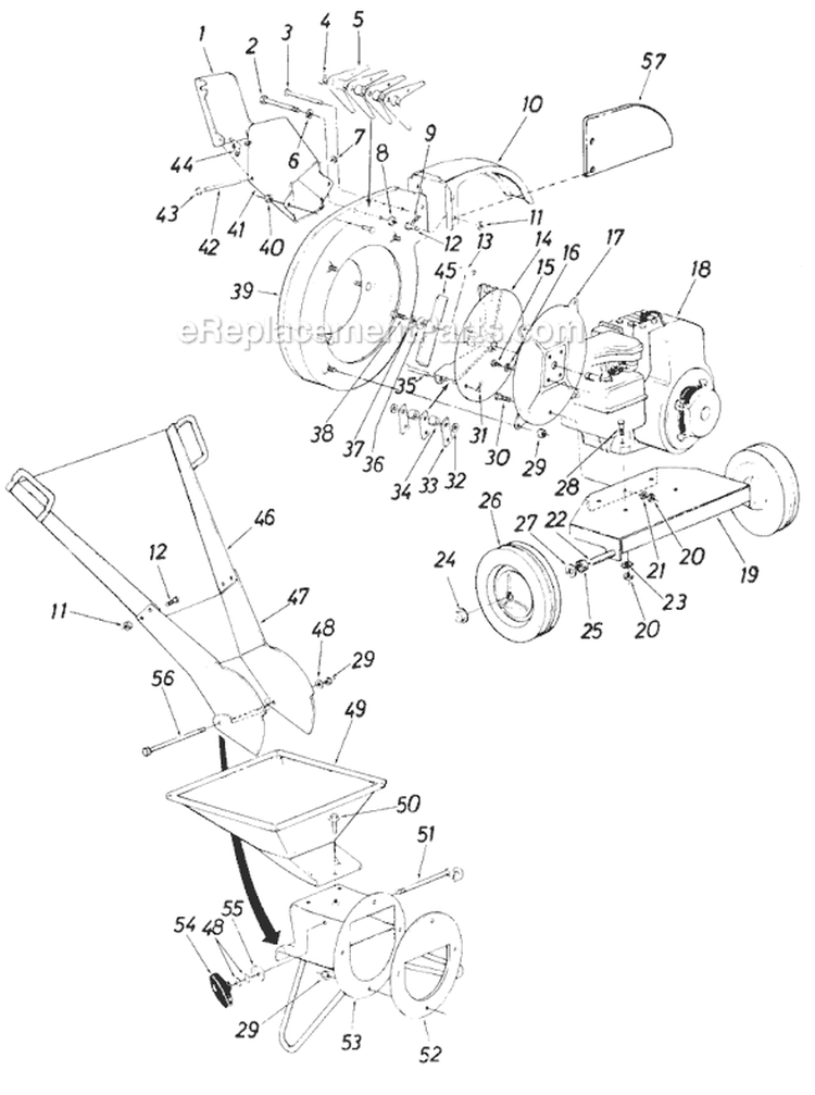 Page A Diagram and Parts List for 24650S 1985 MTD Chipper Shredder
