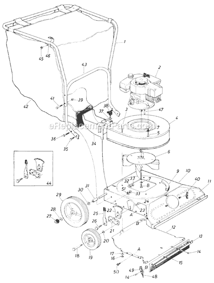 Page A Diagram and Parts List for 24665-8 1988 MTD Chipper Shredder