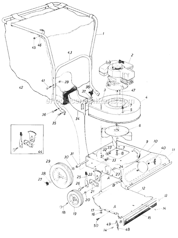 Page A Diagram and Parts List for 24665S 1985 MTD Chipper Shredder