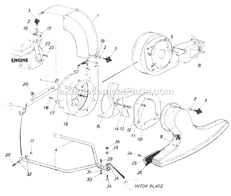Page B Diagram and Parts List for 24687-8 1988 MTD Leaf Blower / Vacuum