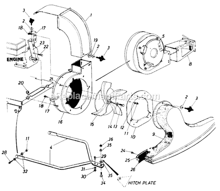 Page B Diagram and Parts List for 247-689-196 1987 MTD Leaf Blower / Vacuum