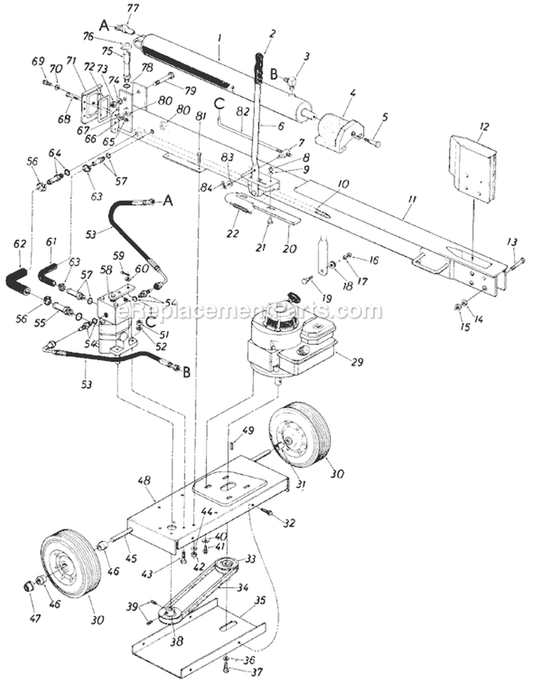 Page A Diagram and Parts List for 248-638-000 1988 MTD Log Splitter