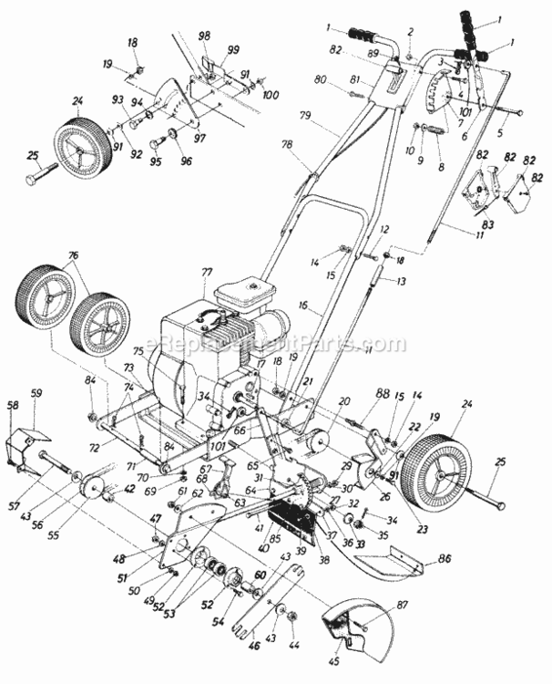Parts Diagram and Parts List for 249-604-009 1989 MTD Edger