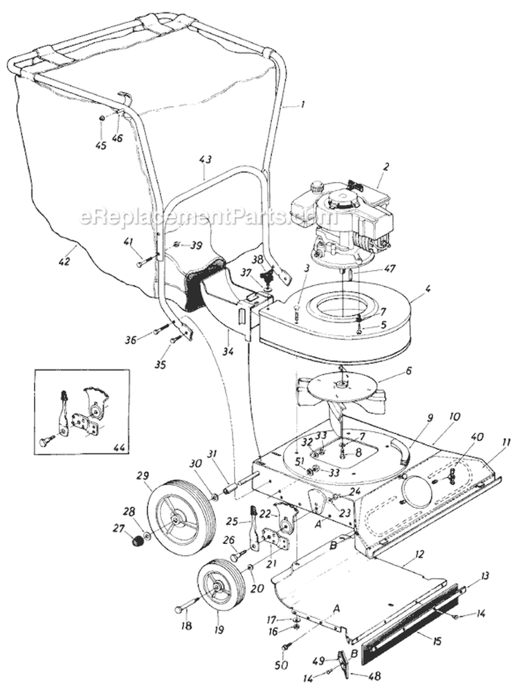 Page A Diagram and Parts List for 249-660-002 1989 MTD Chipper Shredder