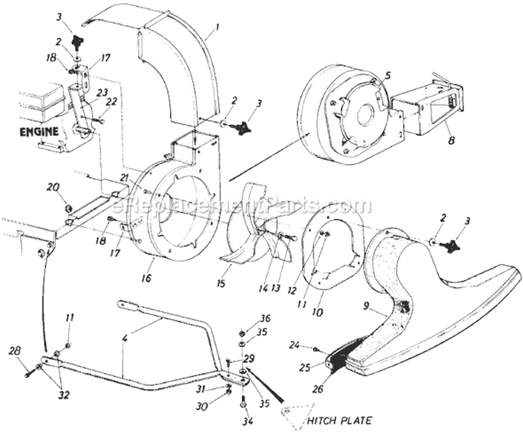 Page B Diagram and Parts List for 249-685-151 1989 MTD Chipper Shredder
