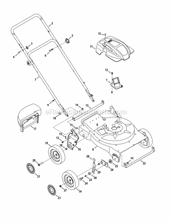 Csv_General_Assembly Diagram and Parts List for 24A-020C706 2012 MTD Lawn Mower