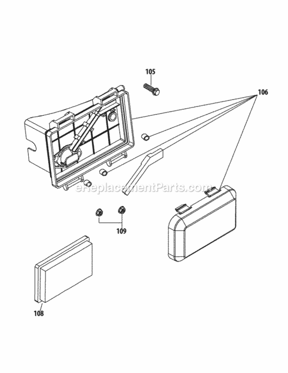 1_X_65Cu_Air_Cleaner Diagram and Parts List for 24A-02MP706 2013 MTD Lawn Mower