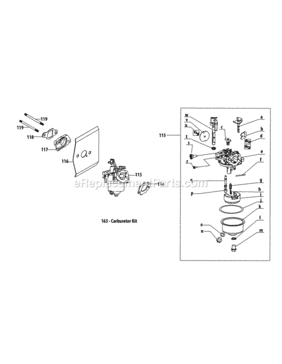 1_X_65Cu_Carburetor Diagram and Parts List for 24A-02MP706 2013 MTD Lawn Mower