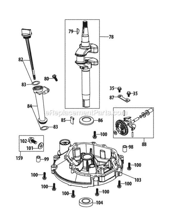 1_X_65Cu_Crankshaft_And_Crankcase_Cover Diagram and Parts List for 24A-02MP706 2013 MTD Lawn Mower