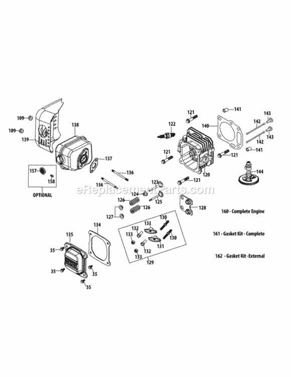 1_X_65Cu_Cylinder_Head_And_Muffler Diagram and Parts List for 24A-02MP706 2013 MTD Lawn Mower