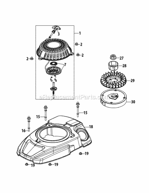 1_X_65Cu_Flywheel_And_Shroud Diagram and Parts List for 24A-02MP706 2013 MTD Lawn Mower